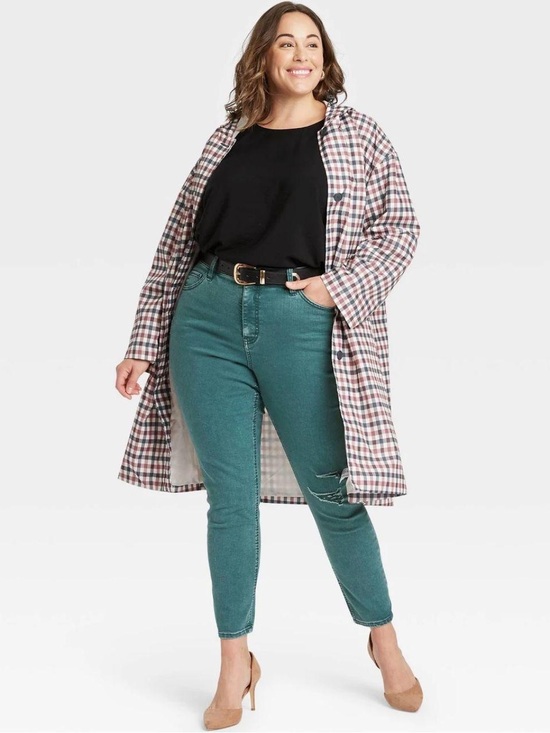 Ava & Viv Denim - AVA & VIV Women's Teal Green and Blue High-Rise Skinny Denim Jeans Size 24W NEW